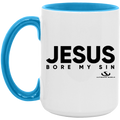 JESUS BORE MY SIN 15oz. Accent Mug