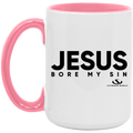 JESUS BORE MY SIN 15oz. Accent Mug