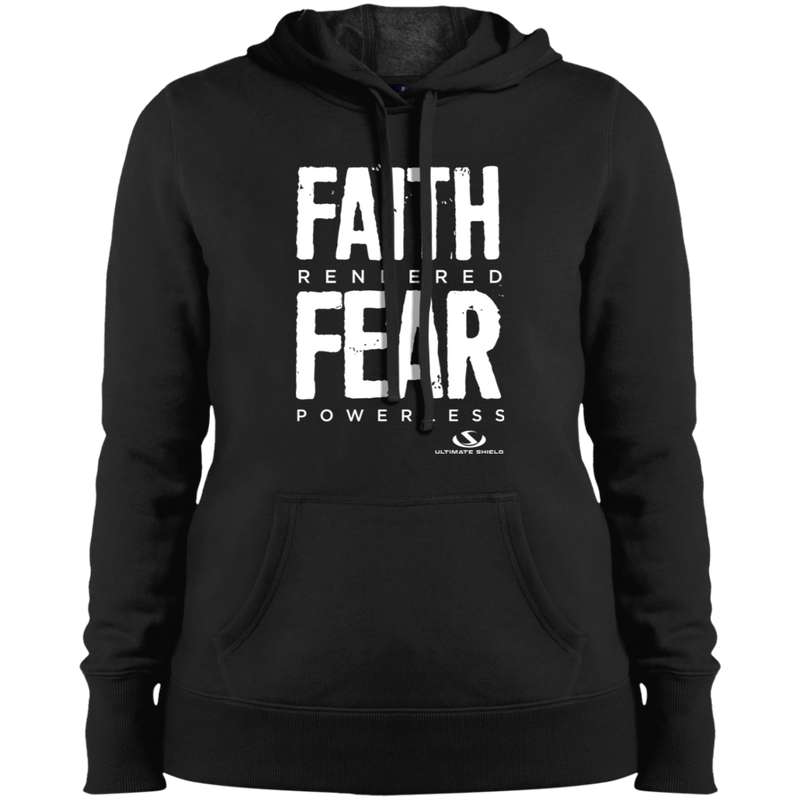 FAITH RENDERED FEAR POWERLESS  Ladies' Pullover Hooded Sweatshirt