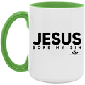 JESUS BORE MY SIN 15oz. Accent Mug