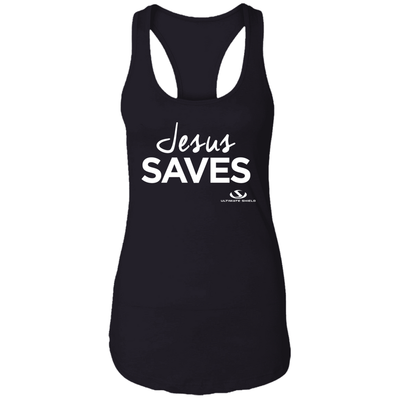 JESUS SAVES  Ladies Ideal Racerback Tank