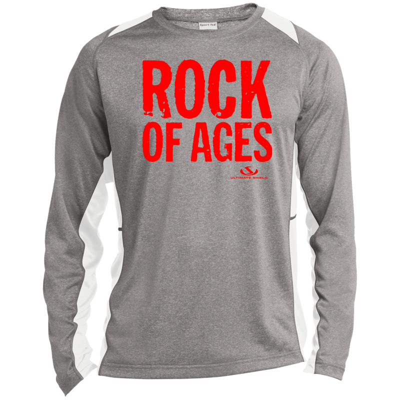 ROCK OF AGES  Long Sleeve Heather Colorblock Performance Tee