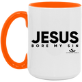 JESUS BORE MY SIN 15oz. Accent Mug