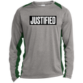 JUSTIFIED Long Sleeve Heather Colorblock Performance Tee