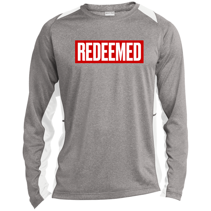 REDEEMED Long Sleeve Heather Colorblock Performance Tee