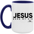 JESUS BORE MY SIN 15oz. Accent Mug